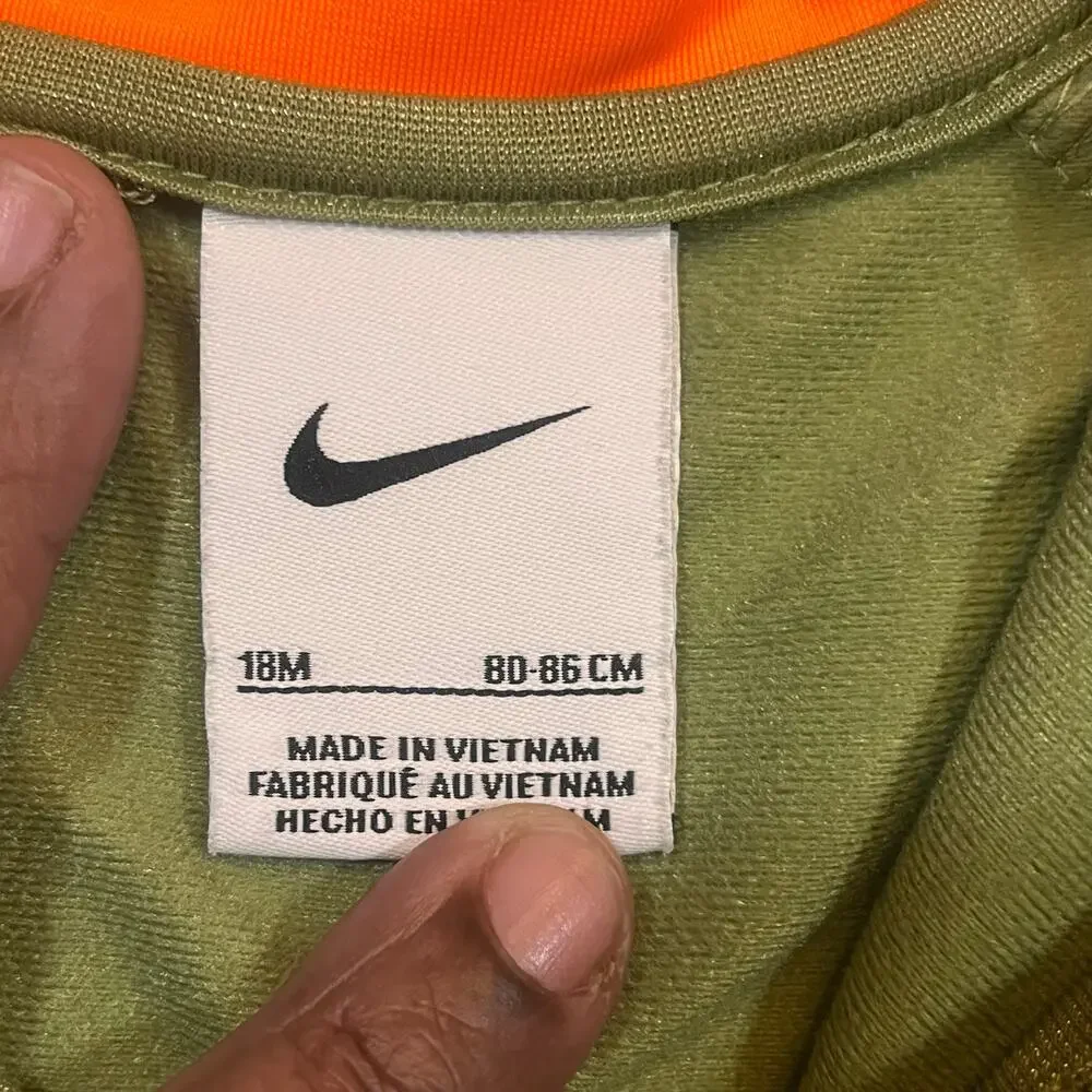 Nike‎ Toddler Track Jacket Boy 18M Green Camo Zip Up Athletic Orange Swoosh